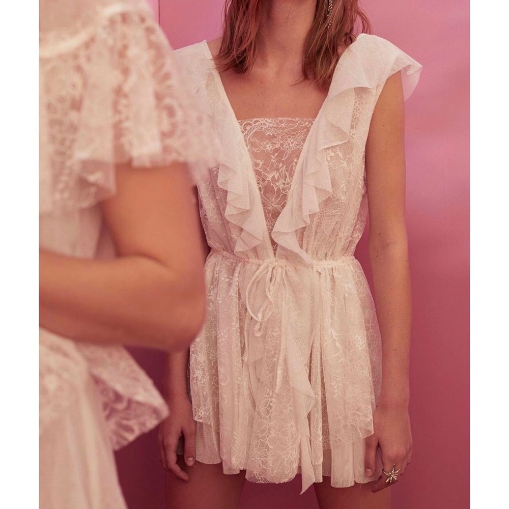 For Love and Lemons. Stardust Mini Dress - White Floral Lace.